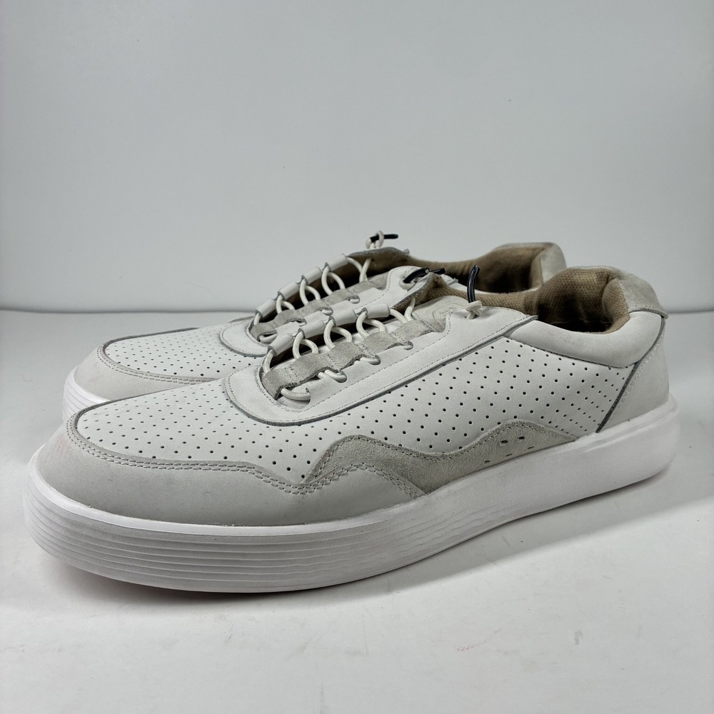 HEY DUDE Hudson M Leather Men's US 12 White Atmosphere/Bone Sneakers 41239-100